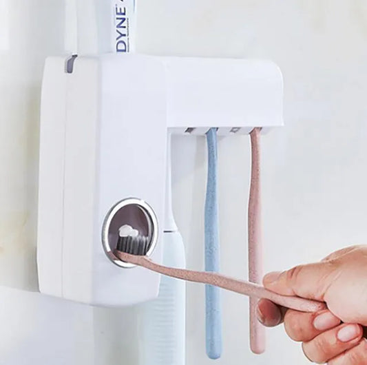 Toothpaste Dispenser & Toothbrush Holder
