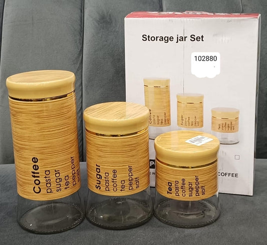 3PCs Airtight Glass Storage Jar Set with Wooden Lid