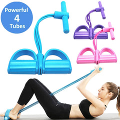 4 Tubes Elastic Sit-Up Pull Rope Abdominal Exerciser