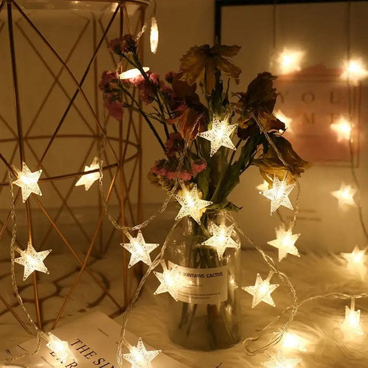 Star Shaped String Lights For Decoration (12ft length)