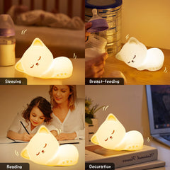 Kitty Night Color-Changing Night Light – Portable, USB Rechargeable Kids Lamp