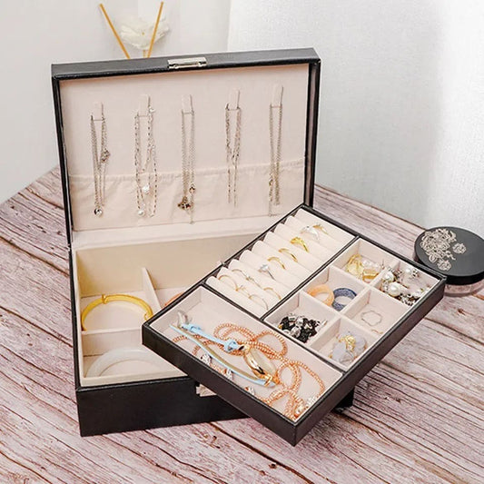 Double Layer Leather Jewellery Box