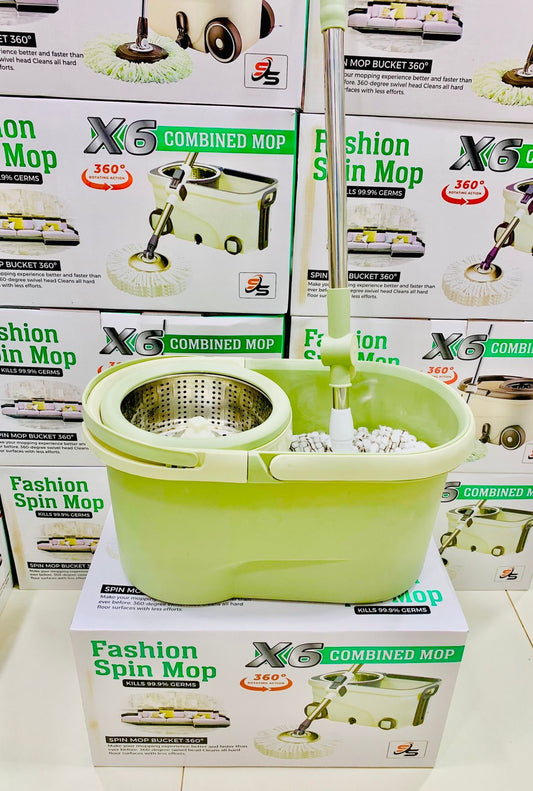 High Quality Automatic Rotating Mop & Bucket With steel Bucket and Wheels