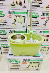 High Quality Automatic Rotating Mop & Bucket With steel Bucket and Wheels