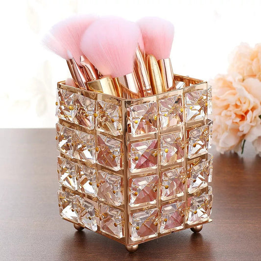 Crystal Brush Holder In Golden Colour