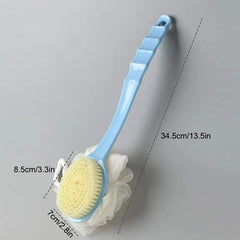 2-in-1 Long Handle Bath Brush & Back Scrubber – Dual-Sided Shower Exfoliator