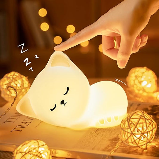 Kitty Night Color-Changing Night Light – Portable, USB Rechargeable Kids Lamp