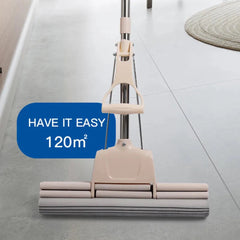 Dual-Roller PVA Sponge Mop with Telescopic Handle – Super Absorbent Indoor Floor Cleaner