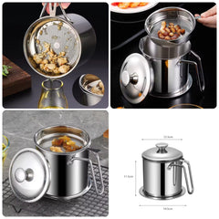 Oil Filter Pot — Stainless Steel / Heat-Resistant Container for Frying Oil & Grease Storage