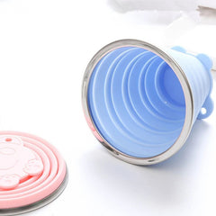 Silicone Folding Travel Cup with Lid – Portable Leak-Resistant Collapsible Glass