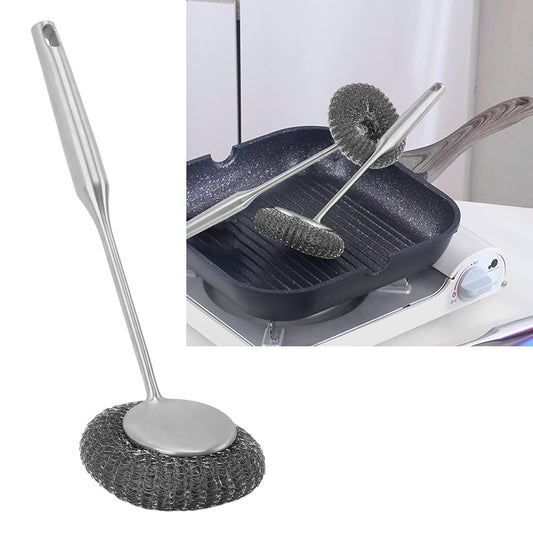 Long-Handle Dish Scrubber Brush – Rustproof & Hanging Design