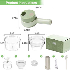 4 In 1 Portable Electric Vegetable Cutter, Mini Wireless Food Processor