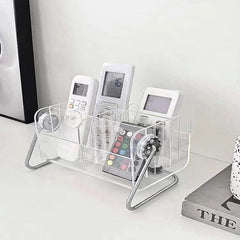 Acrylic Remote & Makeup Organizer — Clear Multi-Compartment Storage Box