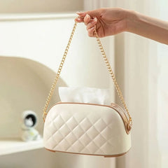 Luxury Quilted Purse-Shaped Tissue Box Holder | Chic Vanity Organizer with Hidden Storage