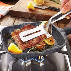 2 in 1 Cooking Double Sided Spatula Steel Tong