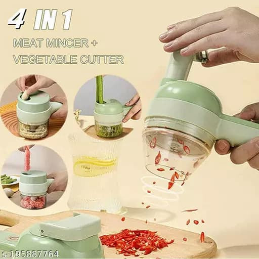 4 In 1 Portable Electric Vegetable Cutter, Mini Wireless Food Processor