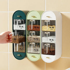 Wall-Mounted Drawer 3 Tier Seasoning Box