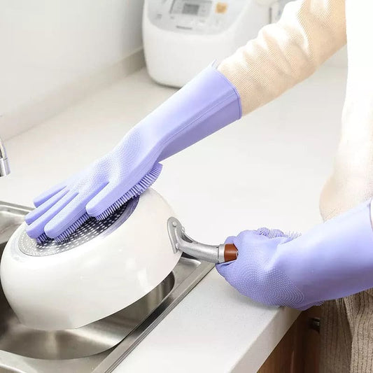 SILICONE DISH WASHING GLOVES ( Pair )