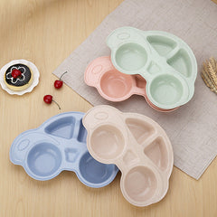 Car Shaped Kids Plate With Spoon And 2 Sticks