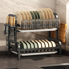 Double Layer Metal Kitchen Dish Storage Rack (Imported)