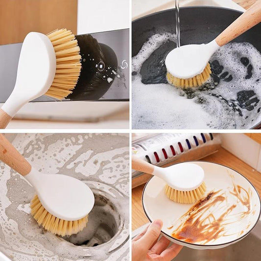 Wood-Handled Pot & Pan Scrub Brush