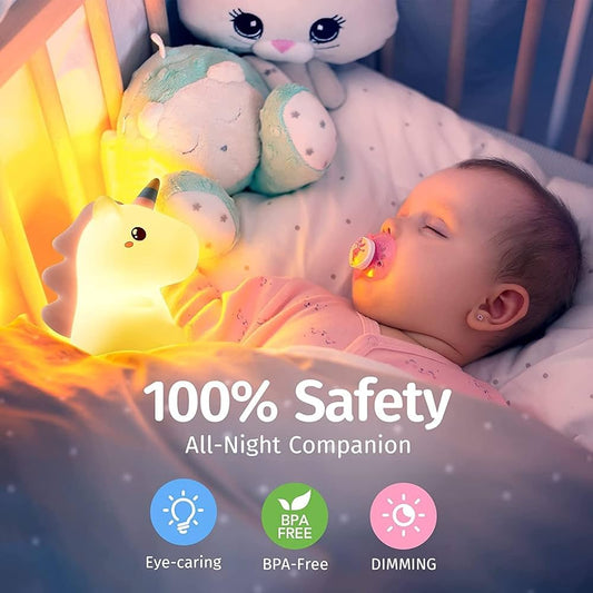 Silicone Unicorn Night Light – Rechargeable & Color-Changing Touch Lamp