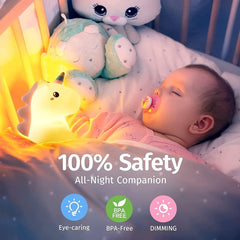 Silicone Unicorn Night Light – Rechargeable & Color-Changing Touch Lamp