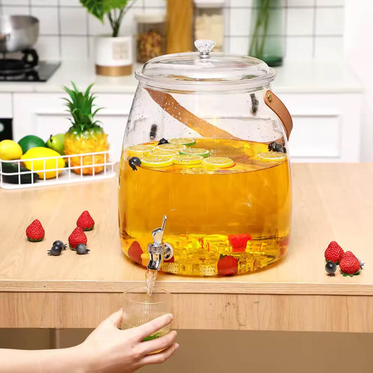5.2 Liter Large Glass Beverage Dispenser Pitcher with Leak-Proof Spigot