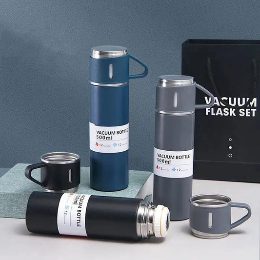 2 Cup Double-Layer Stainless Steel Vacuum Flask Set