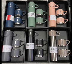 2 Cup Double-Layer Stainless Steel Vacuum Flask Set