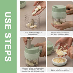 4 In 1 Portable Electric Vegetable Cutter, Mini Wireless Food Processor