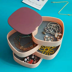 360° Rotatable Jewelry Organizer Box with Mirror (4 Layer)
