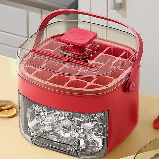 Press-Type Freezer Ice Tray with Handle & Lid – Easy-Release Cube Maker