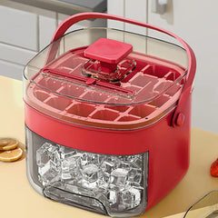 Press-Type Freezer Ice Tray with Handle & Lid – Easy-Release Cube Maker
