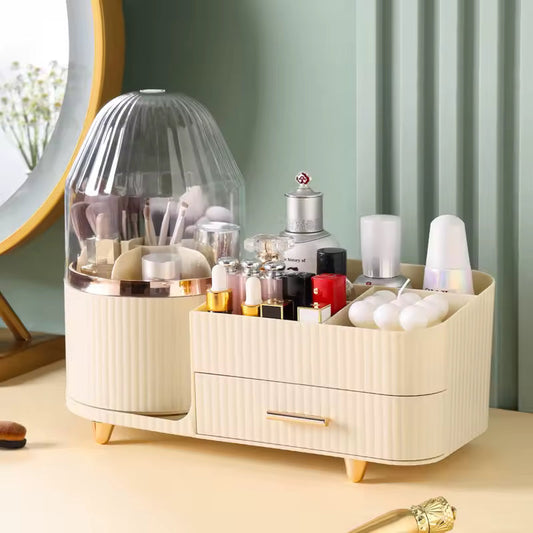 360° Rotating Cosmetic Storage Box — Multi-Compartment Makeup Organizer