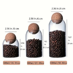 3Pcs Set Of Storage Jars With Bamboo Ball Lids