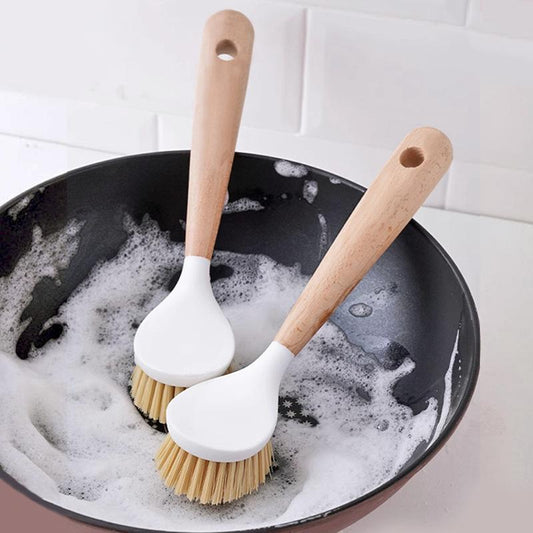Wood-Handled Pot & Pan Scrub Brush