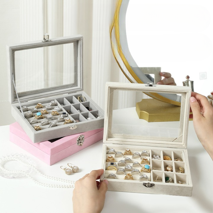 Multi Grid Velvet Jewelry Box