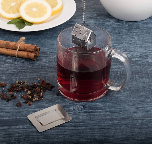 HIC House-Shaped Stainless Steel Tea Infuser with Drip Tray