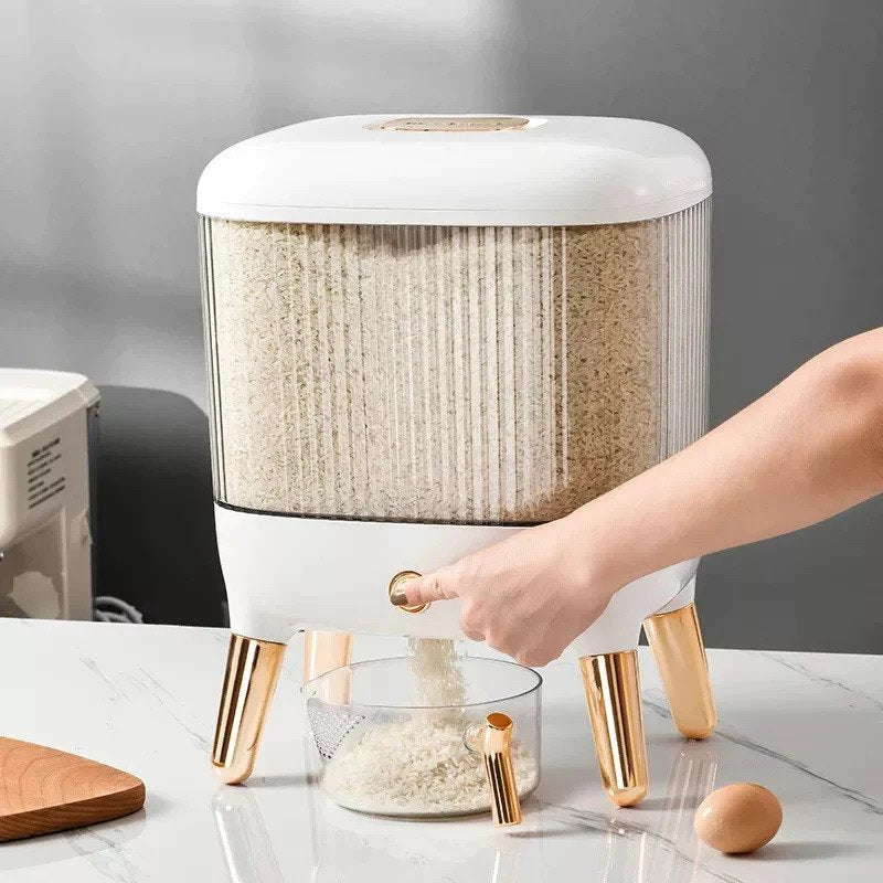 10KG Automatic Rice & Grain Dispenser Container | Airtight, Moisture-Proof PP Storage Box