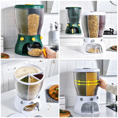 ROTATING MULTIPURPOSE 4 PORTIONS DISPENSER FOR RICE , CEREAL , LENTILS ETC