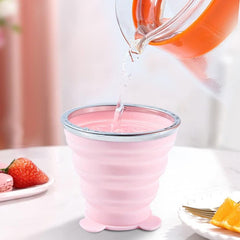 Silicone Folding Travel Cup with Lid – Portable Leak-Resistant Collapsible Glass