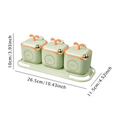 3pcs Seasoning Jar Set With Lid and Spoons