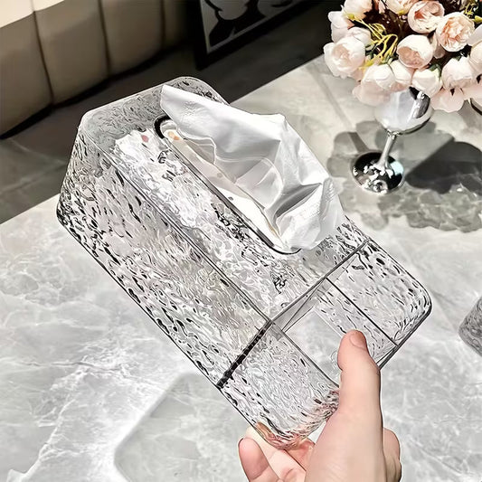 Acrylic Tissue Box with Remote Holder – Multi-Functional Organizer for Tissues & Remotes