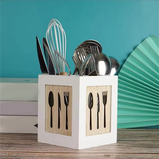 Bamboo Kitchen Cutlery Holder – Knives & Forks Design