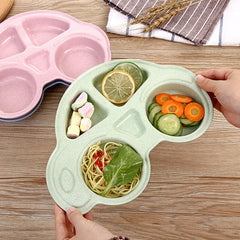 Car Shaped Kids Plate With Spoon And 2 Sticks