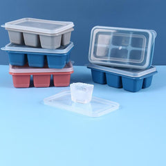 Pack of 3 Six Grid Silicone Ice Cube Tray With Plastic Lid