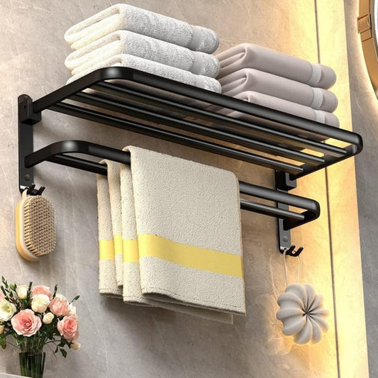 Wall Mounted Iron Towel Rack (Black Colour)