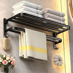 Wall Mounted Iron Towel Rack (Black Colour)