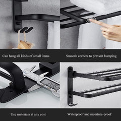 Wall Mounted Iron Towel Rack (Black Colour)